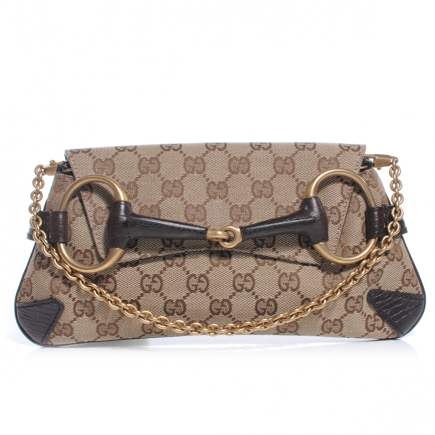 Gucci Monogram GG Small Horsebit Clutch Ebony 1 of 7