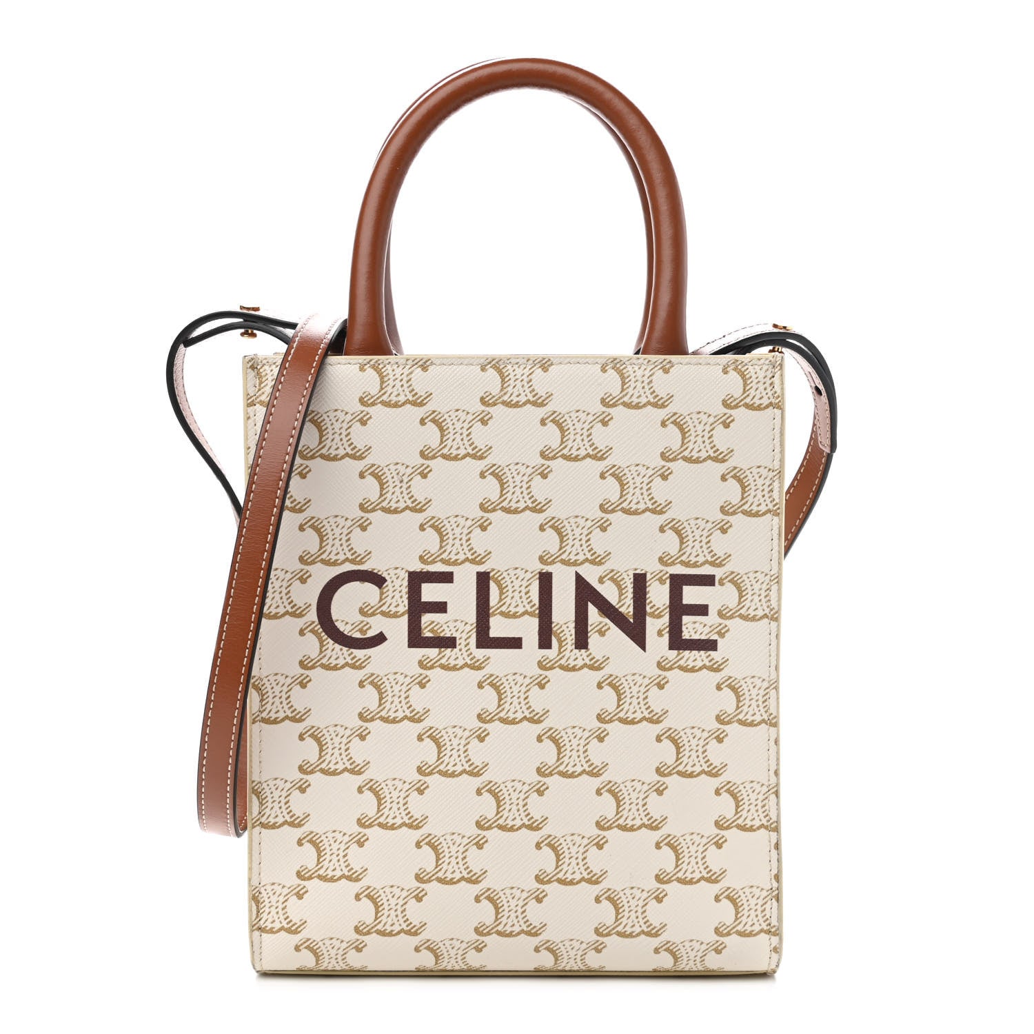 Celine Triomphe Canvas Calfskin Mini Vertical Cabas White 1 of 8