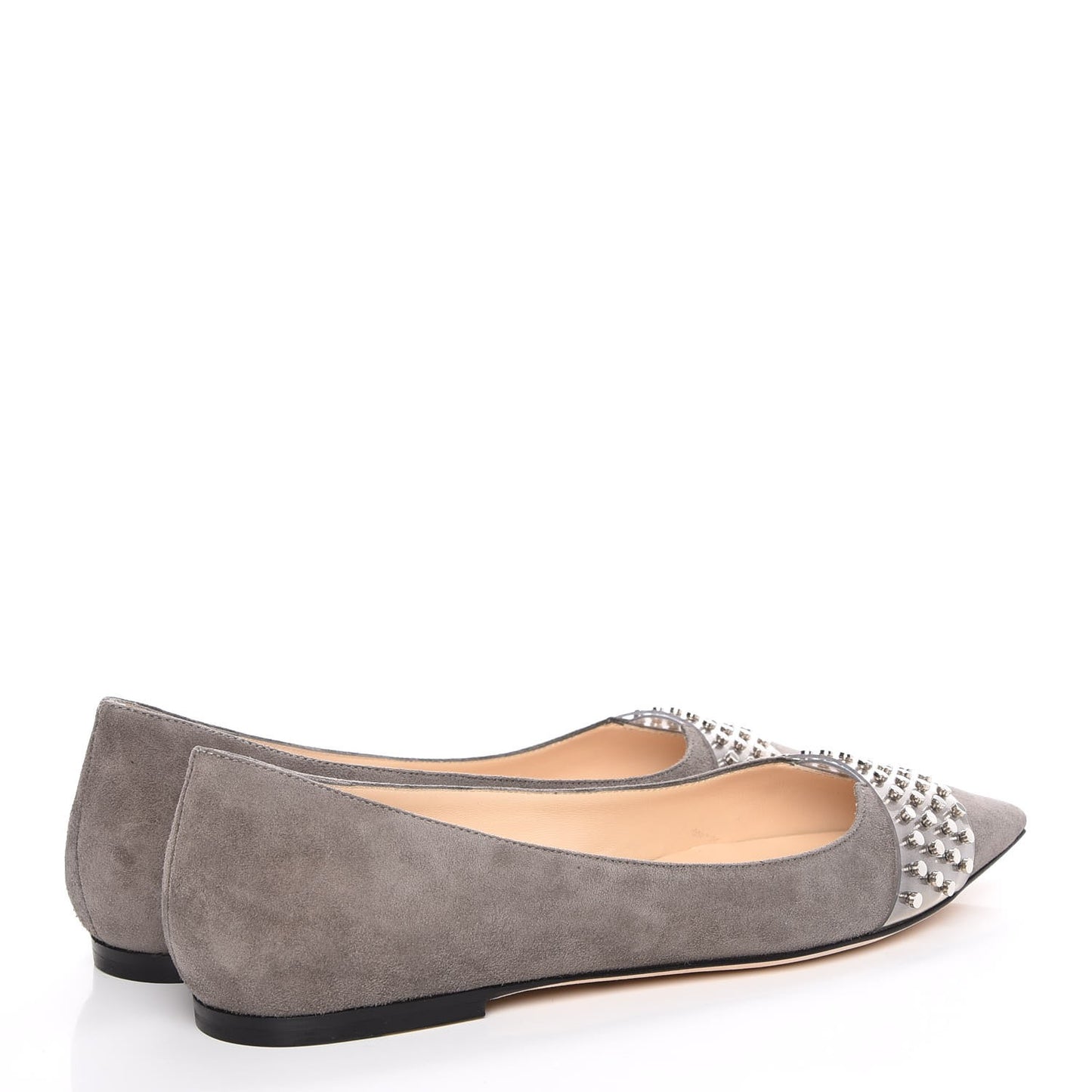 Suede Studded Hazel Pointy Toe Flats 36 Grey