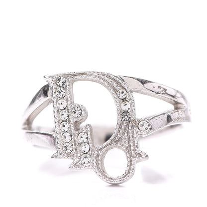 Christian Dior Crystal Logo Ring 5 Silver 1 of 6