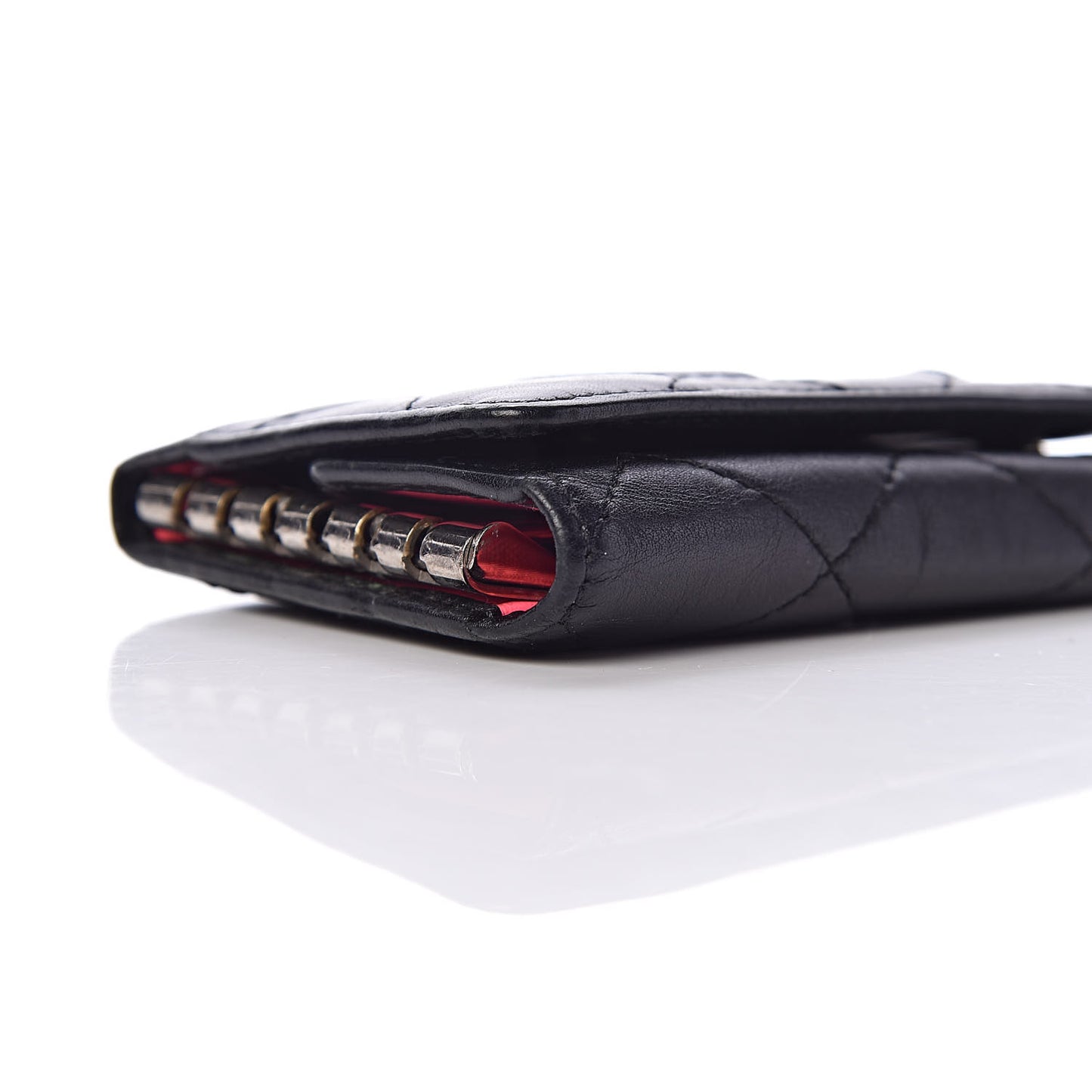 Calfskin Quilted Cambon 6 Key Holder Black