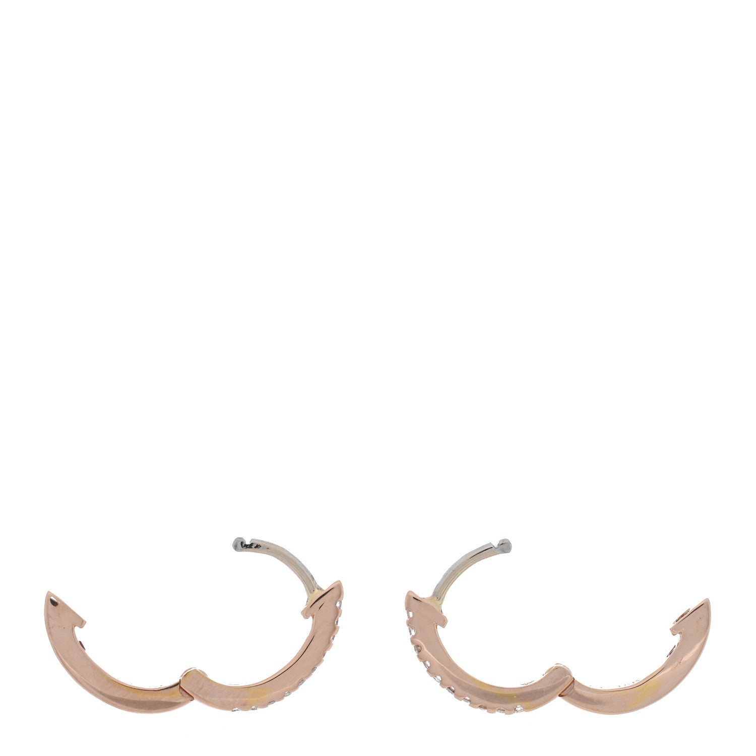 Roberto Coin 18K Rose Gold Diamond Classic Huggie Hoop Earrings 3 of 4