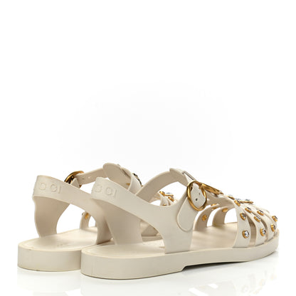 Gucci Rubber Crystal Womens Buckle Strap Sandals 41 White 4 of 8