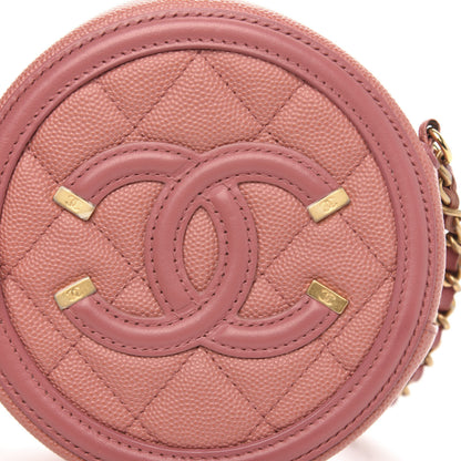 Chanel Caviar Quilted Round Filigree Crossbody Pink 8 of 11