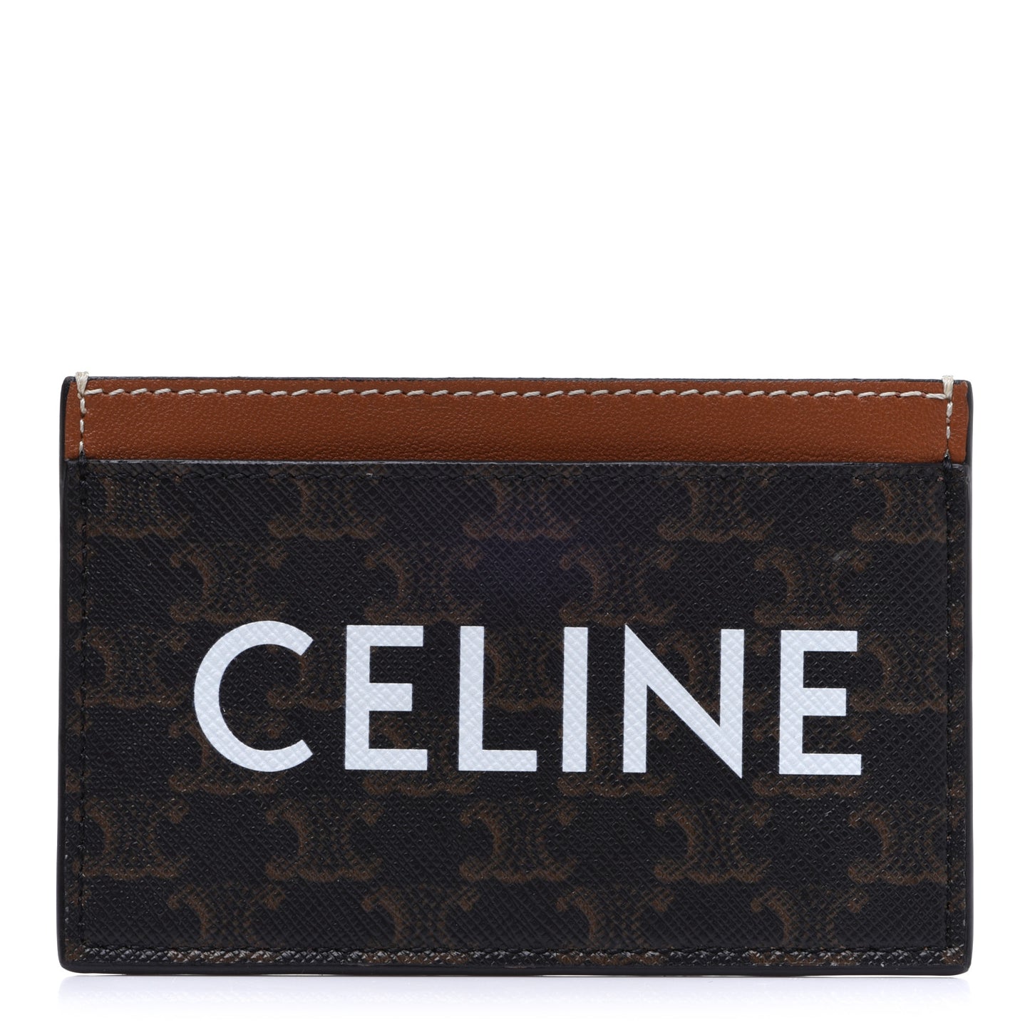 Triomphe Canvas Card Holder Tan