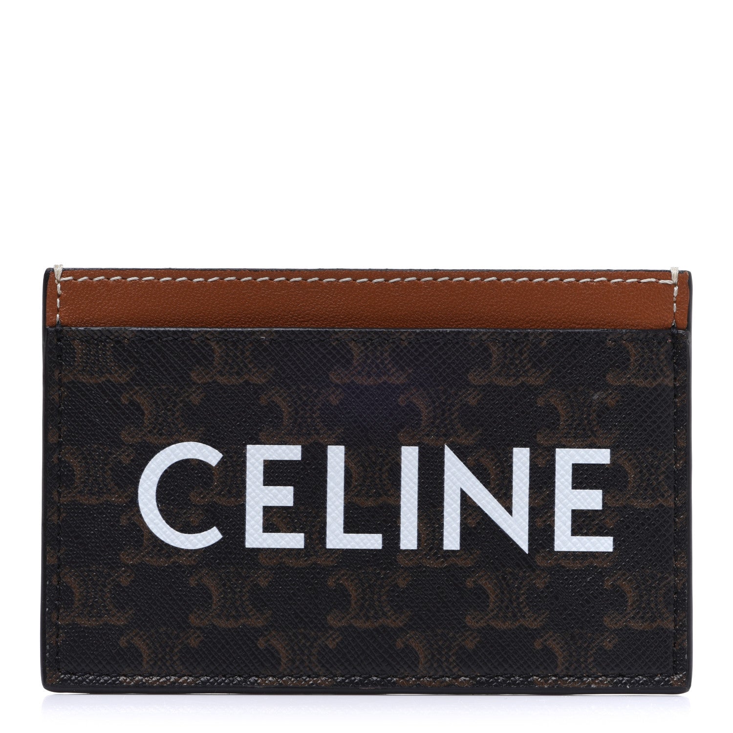Celine Triomphe Canvas Card Holder Tan 1 of 6