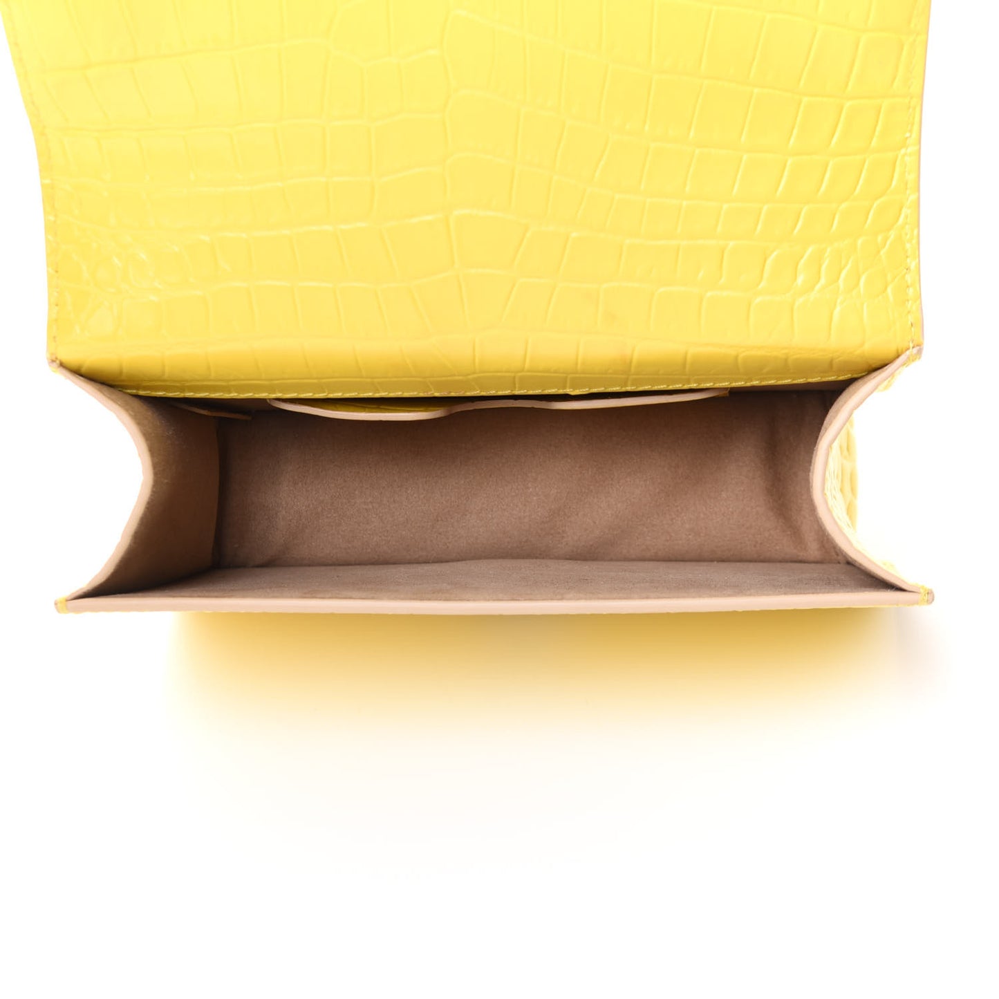Shiny Crocodile Embossed Mini Jeweled Satchel Pop Yellow