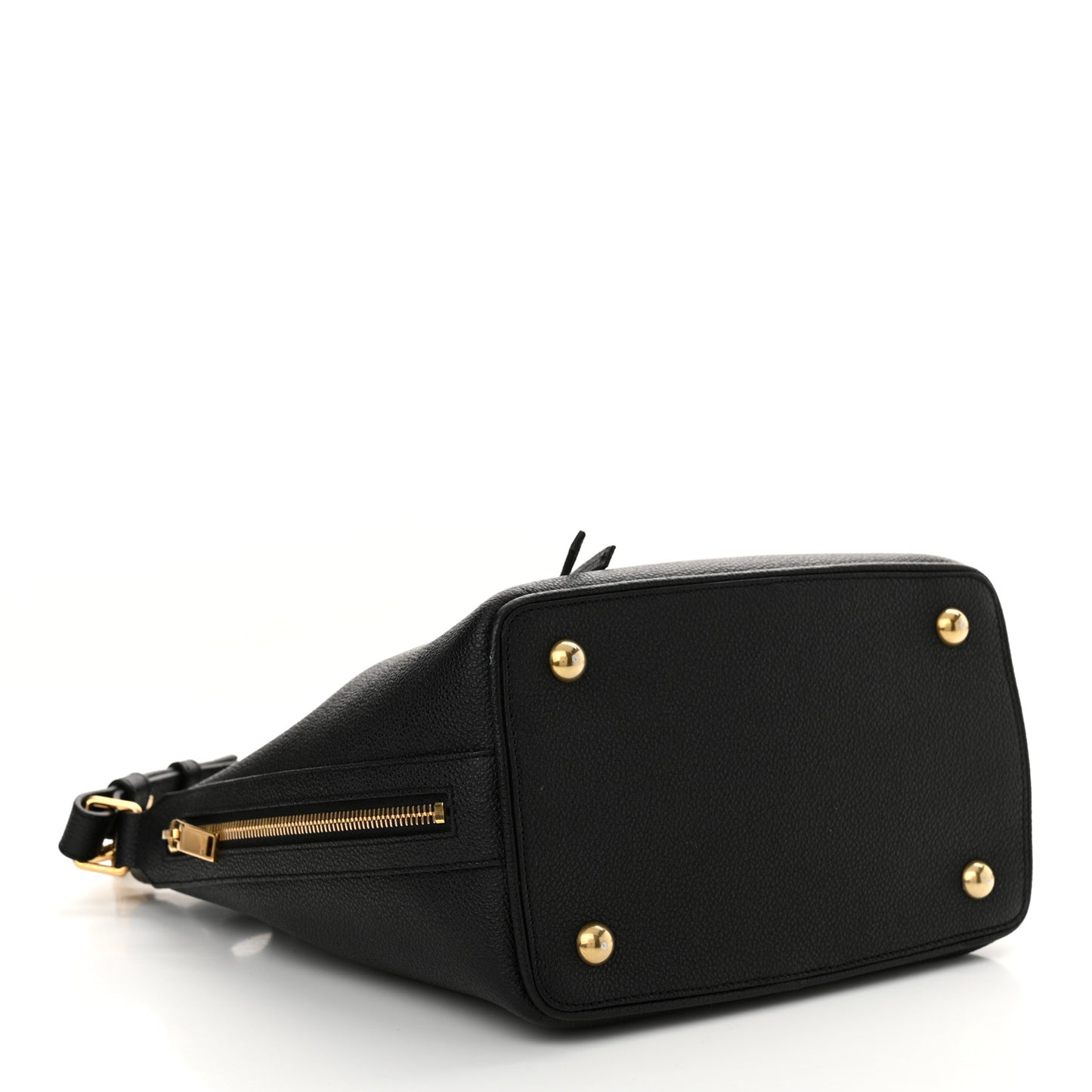Grained Calfskin Medium Emmanuelle Bucket Bag Black