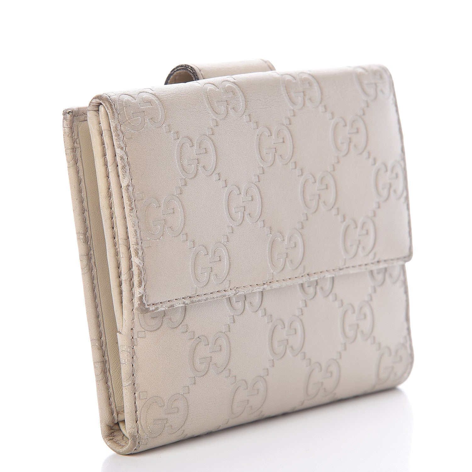 Gucci Guccissima Icon Bar French Flap Wallet White 3 of 21