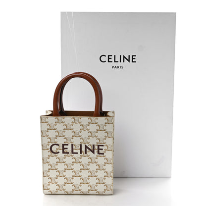 Celine Triomphe Canvas Calfskin Mini Vertical Cabas White 11 of 11