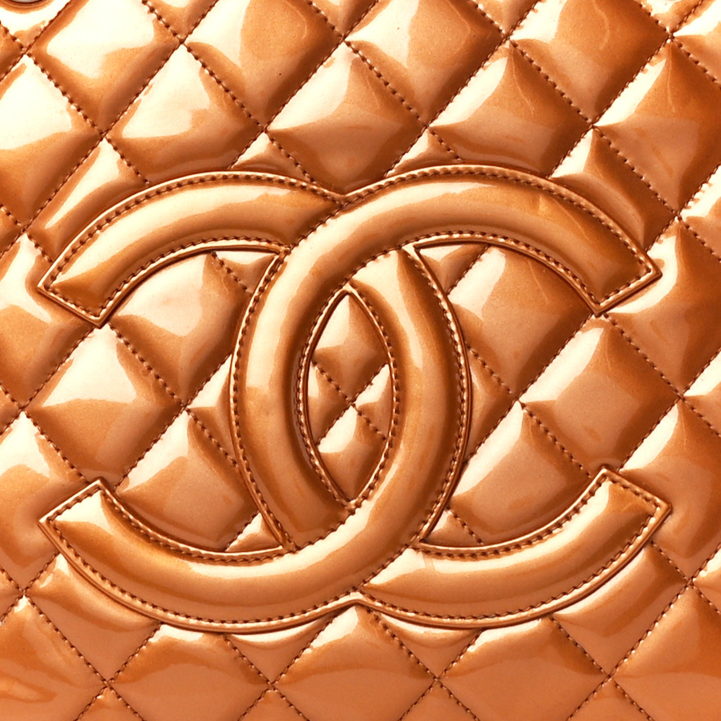 Metallic Patent Quilted Grand Shopping Tote GST Bronze