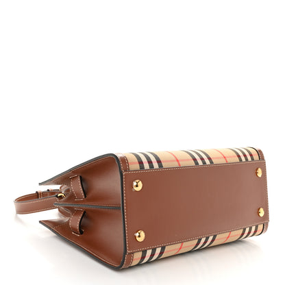 Burberry Calfskin Vintage Check Mini Two Handle Title Bag Archive Beige 4 of 10