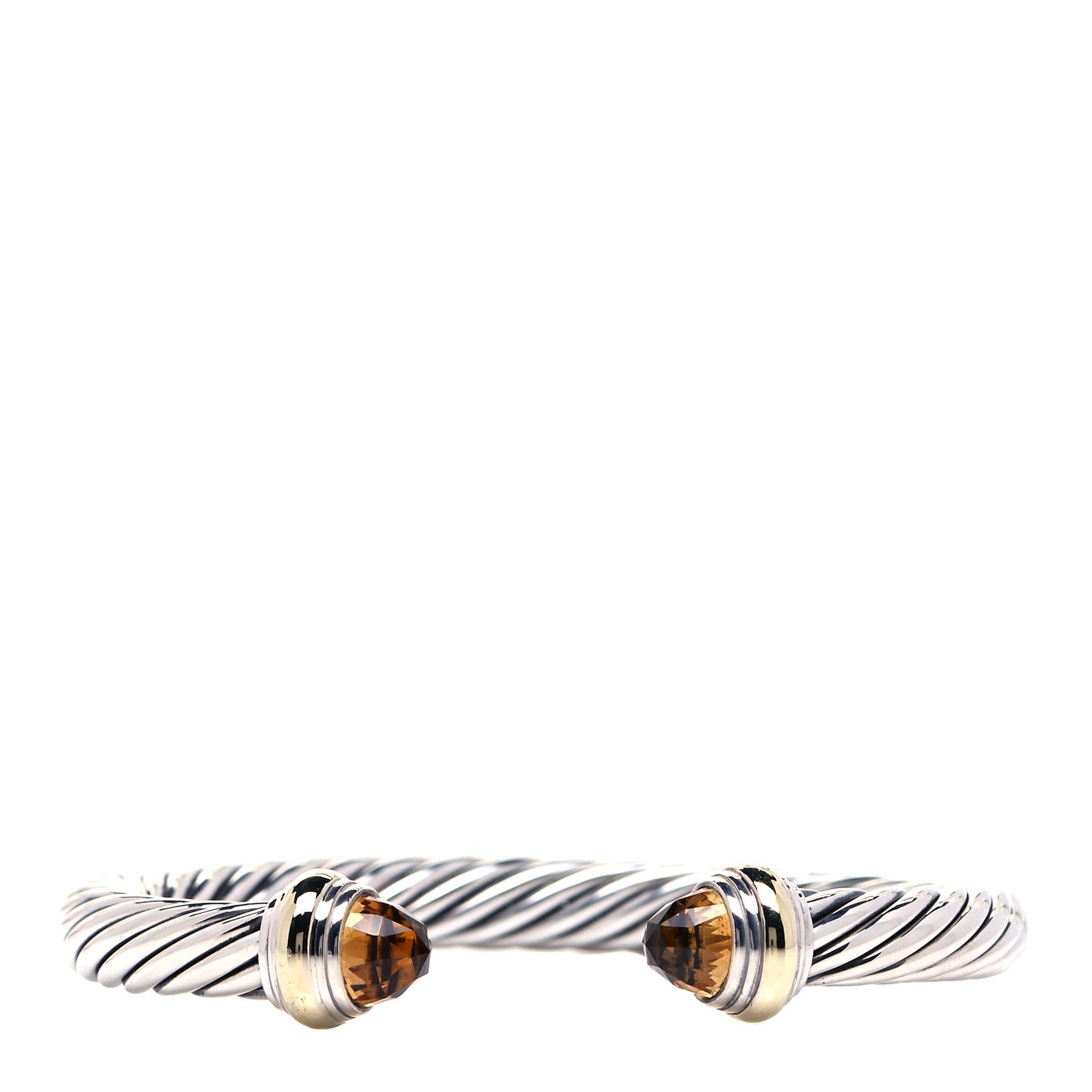 Sterling Silver 14K Yellow Gold Citrine 7mm Cable Classics Bracelet