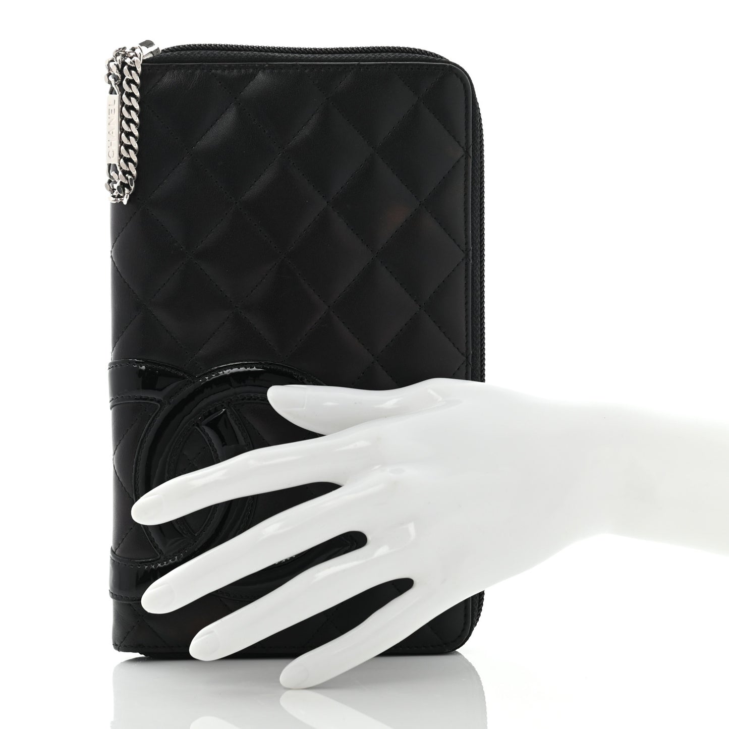 Calfskin Cambon Zip Around Organizer Wallet Black