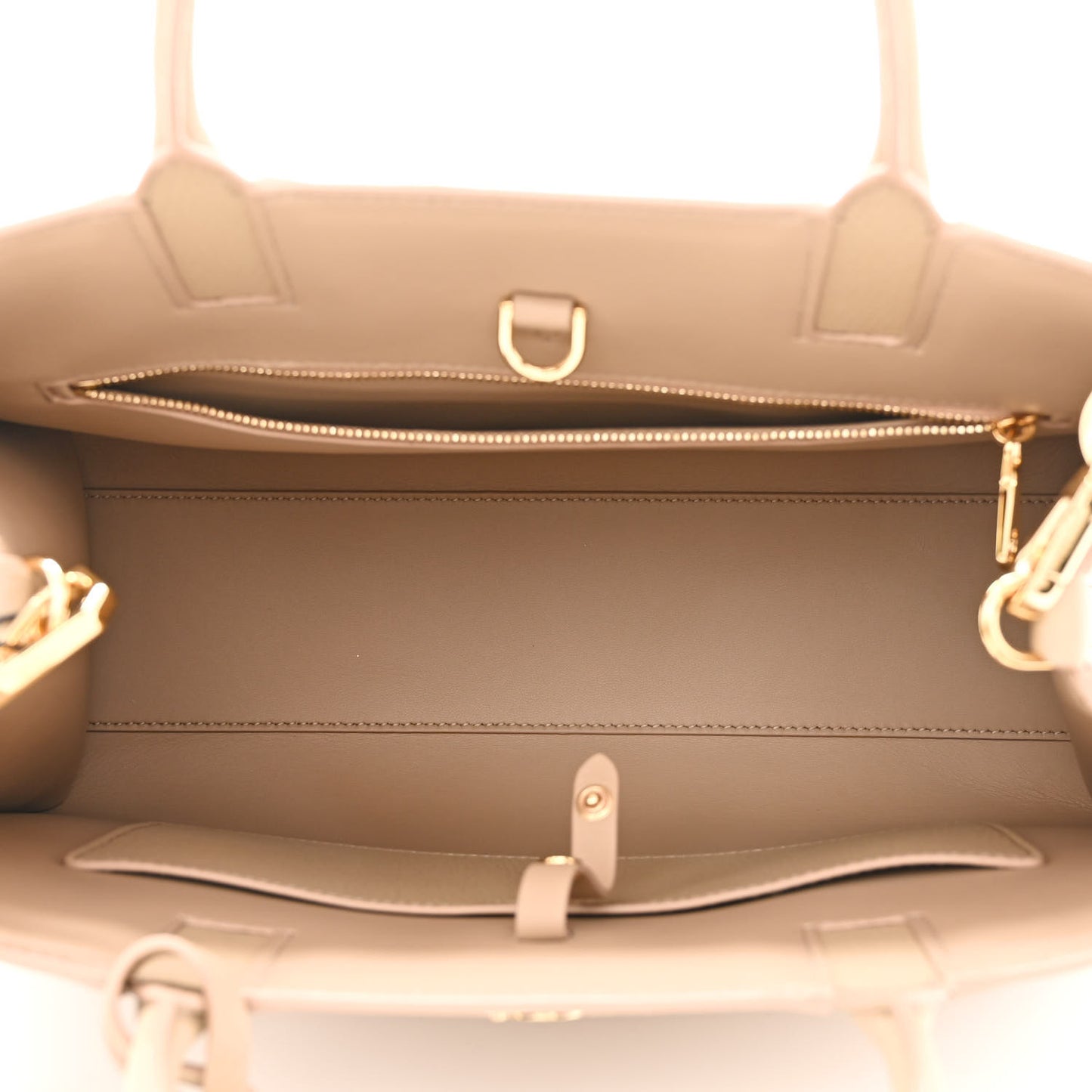 Grained Calfskin Small Frances Tote Oat Beige