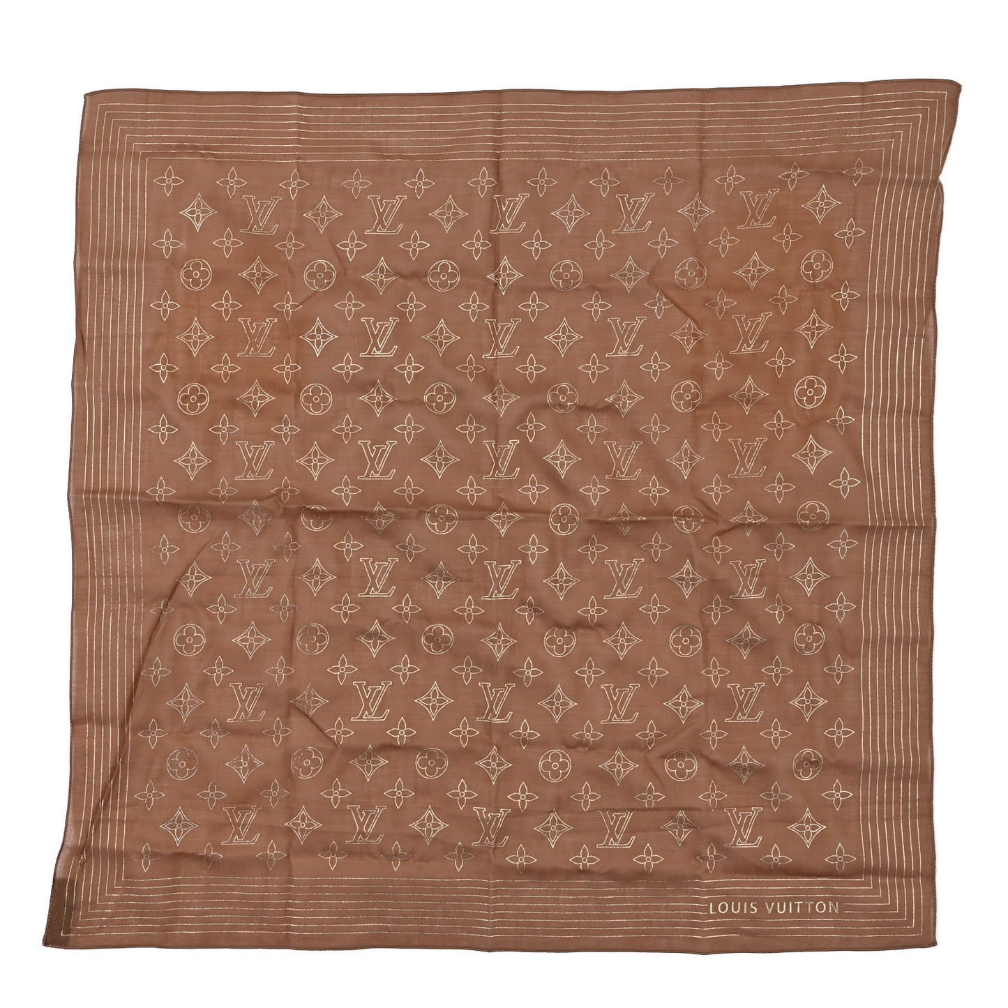 Cotton Monogram Square Scarf Brown