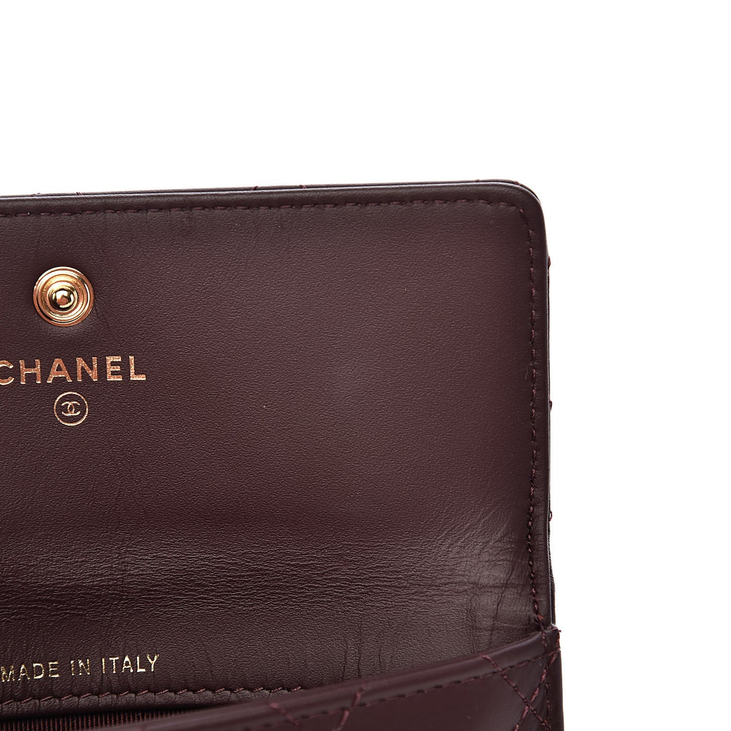 Lambskin Quilted Wallet On Removable Chain Insert Burgundy