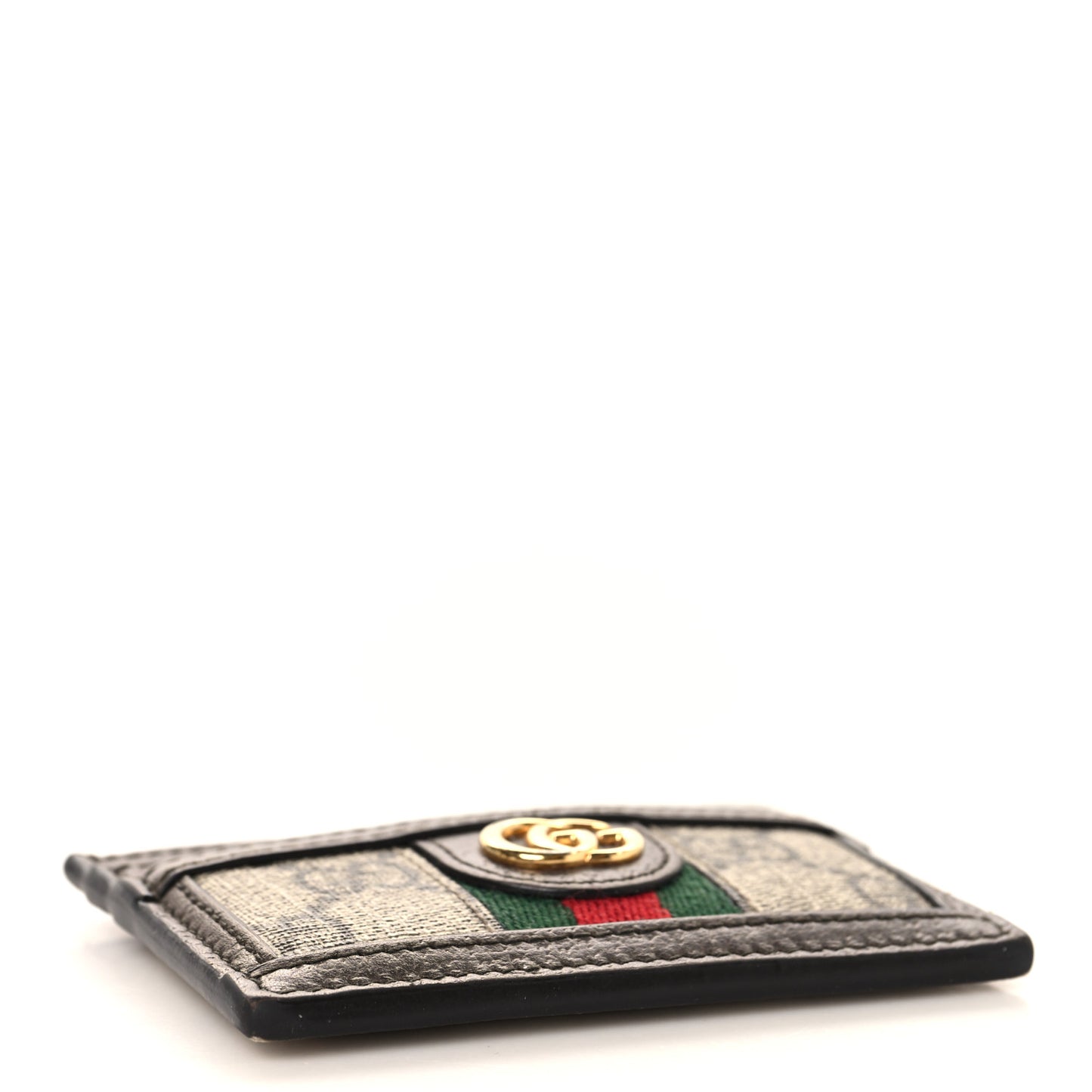 GG Supreme Monogram Textured Dollar Calfskin Ophidia Card Holder Beige Ebony New Acero