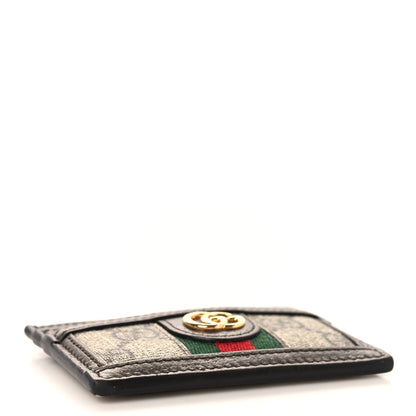 Gucci GG Supreme Monogram Textured Dollar Calfskin Ophidia Card Holder Beige Ebony New Acero 4 of 8