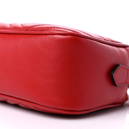 Gucci Calfskin Matelasse Small GG Marmont Chain Shoulder Bag Hibiscus Red 9 of 12