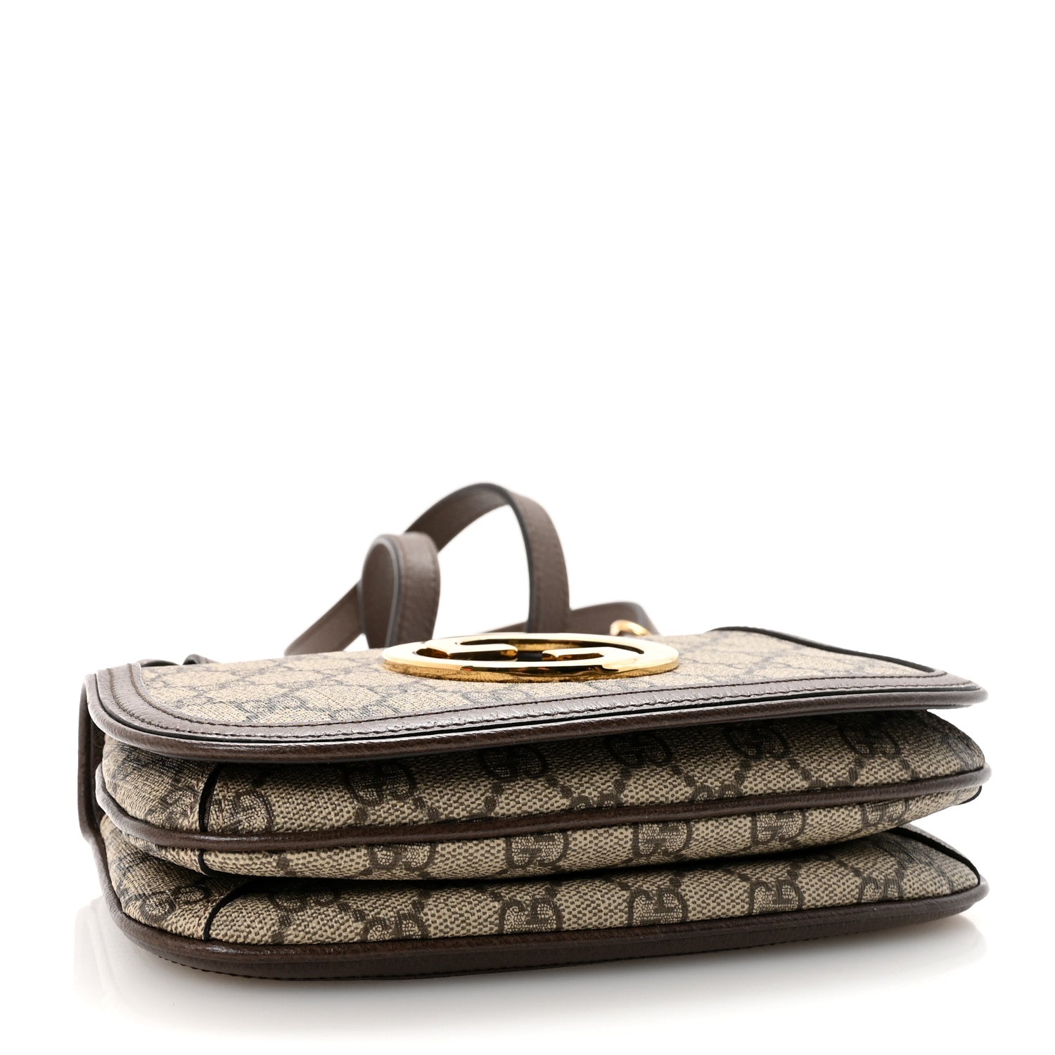 Gucci GG Supreme Monogram Textured Dollar Calfskin Mini Blondie Chain Shoulder Flap Bag Beige Ebony New Acero 4 of 9