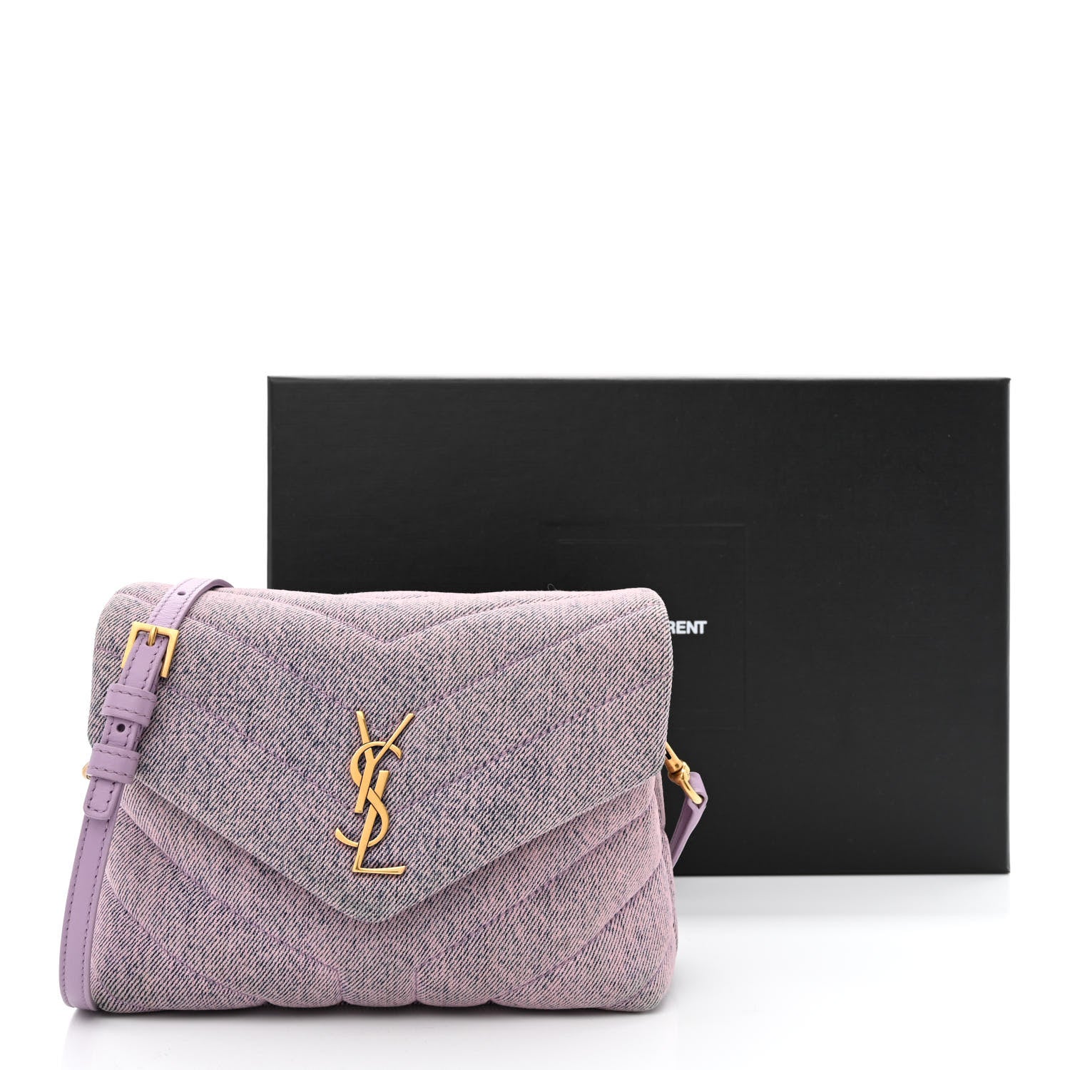 Saint Laurent Denim Y Quilted Monogram Toy Loulou Crossbody Bag Bleached Lilac 12 of 12