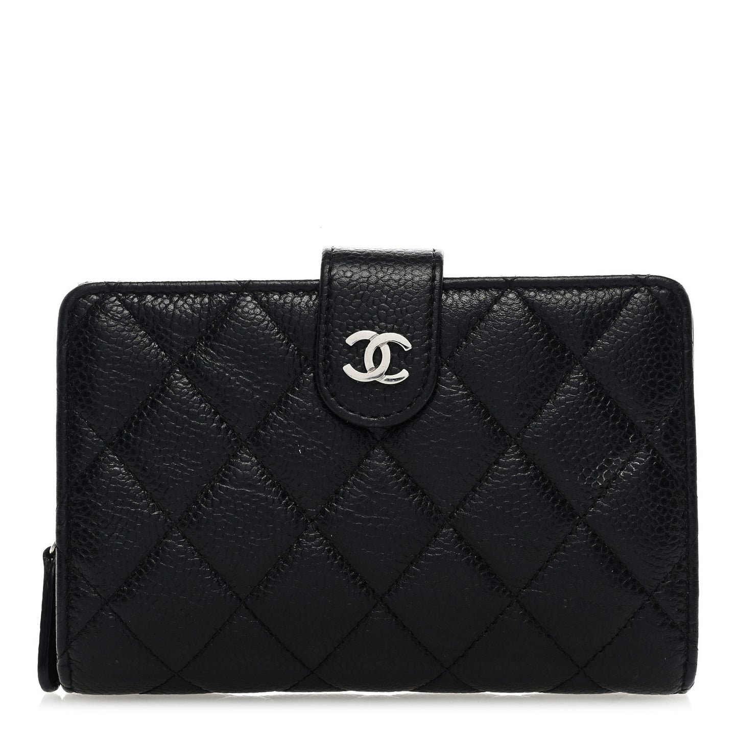 Caviar Quilted Zipped Pocket Wallet Black