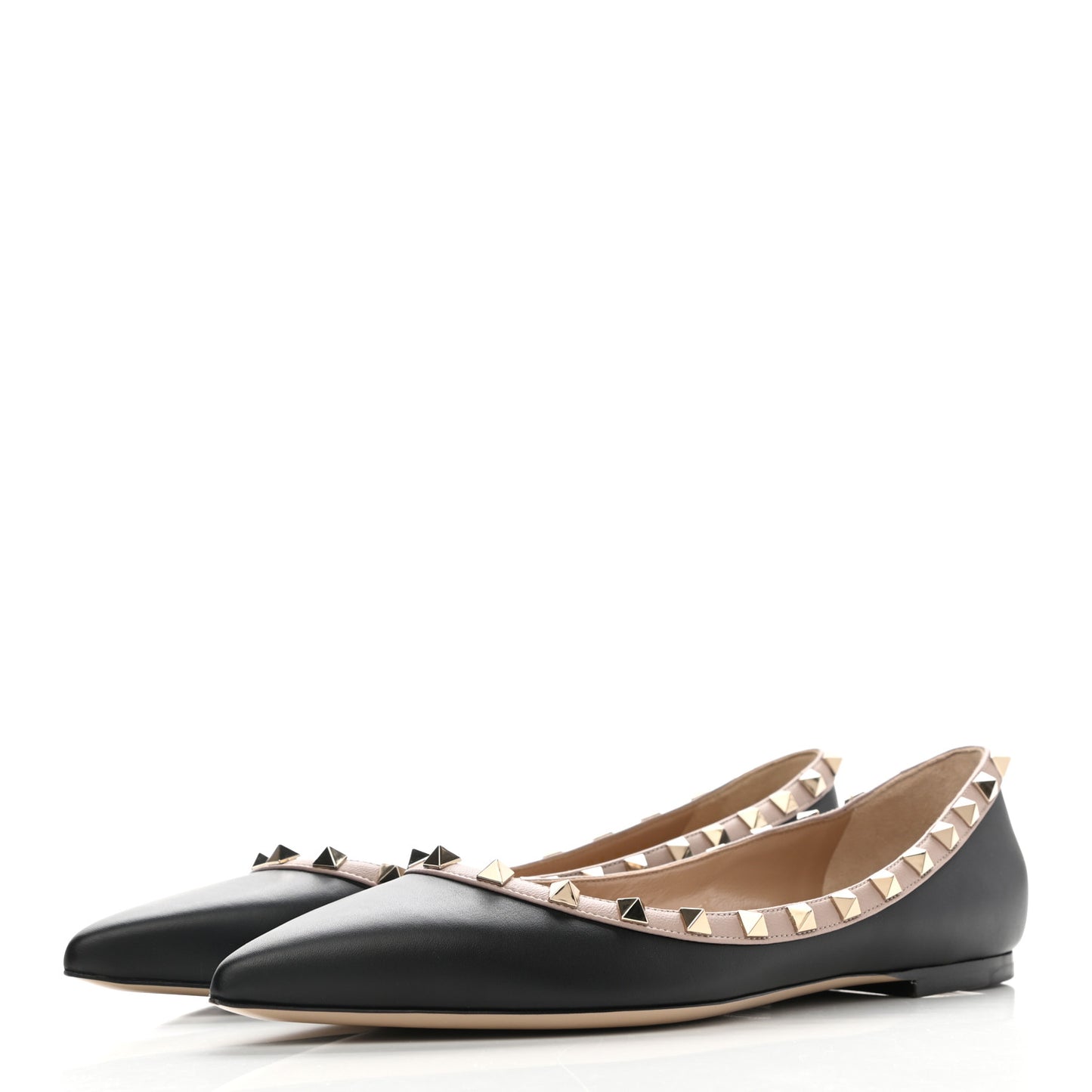 Vitello Rockstud Ballerina Flats 40 Black Poudre