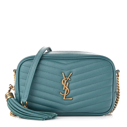 Saint Laurent Grain De Poudre Matelasse Monogram Mini Lou Camera Bag Blue Vert 1 of 9