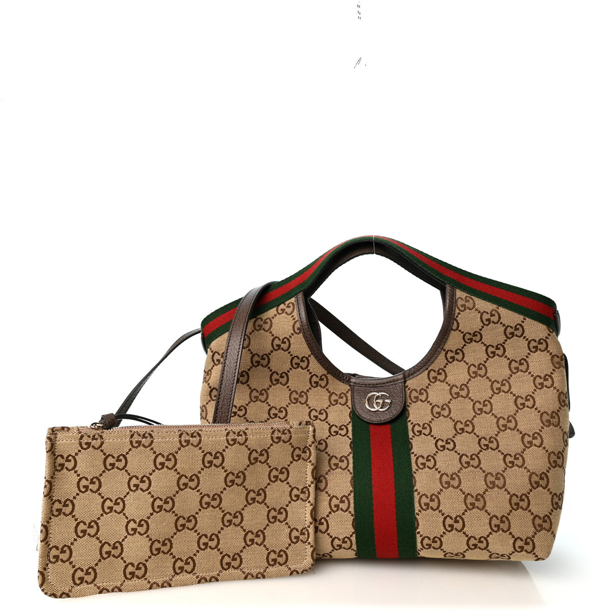 Monogram Web Small Giglio Tote Beige Dark Brown