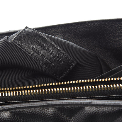 Saint Laurent Grain De Poudre Matelasse Chevron Monogram Shopping Bag Black 7 of 9