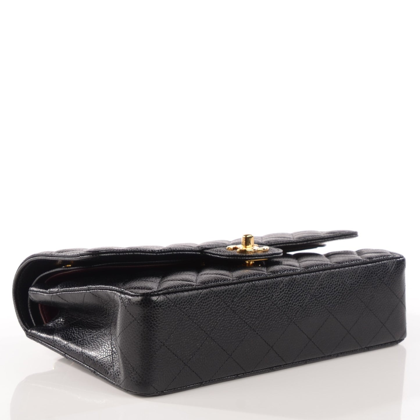Caviar Quilted Medium Double Flap Black