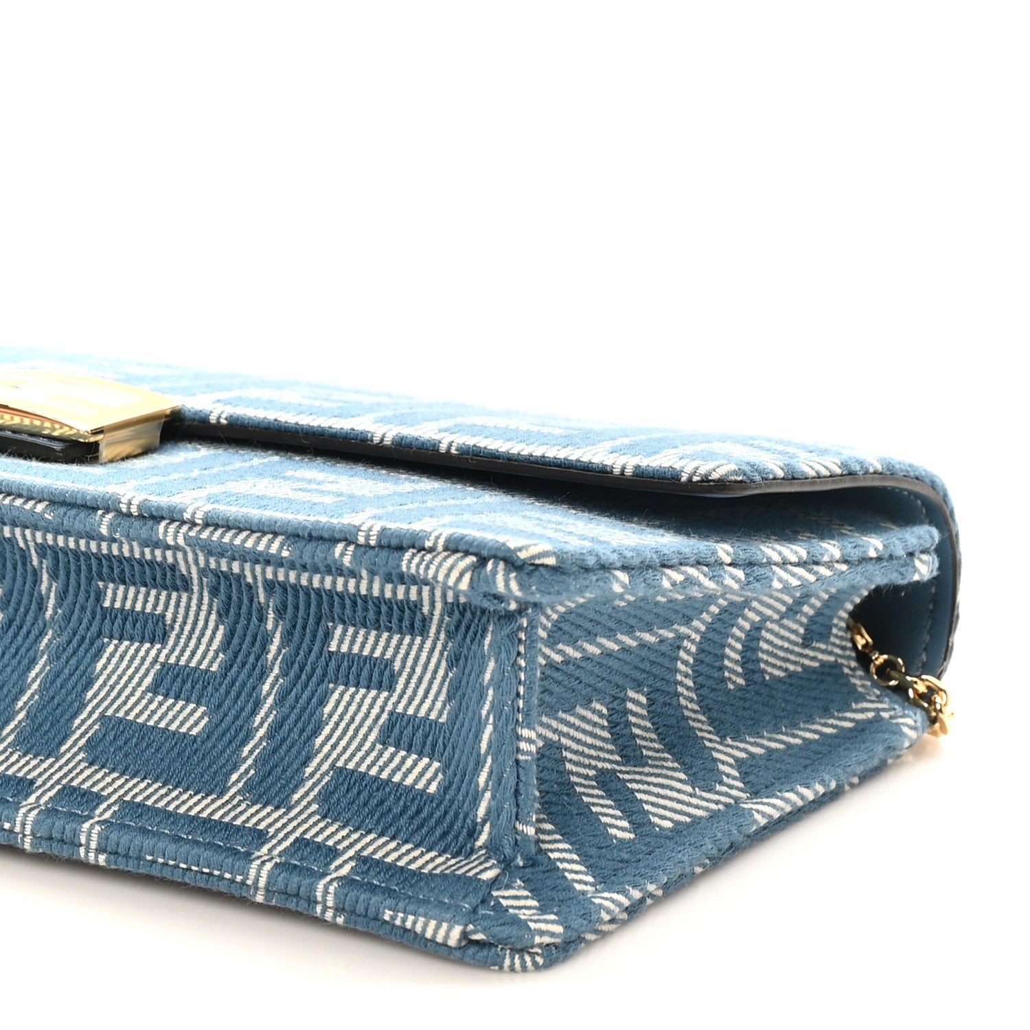 Fendi Denim FF 1974 Wallet On Chain Baguette Blue Blue White 9 of 9