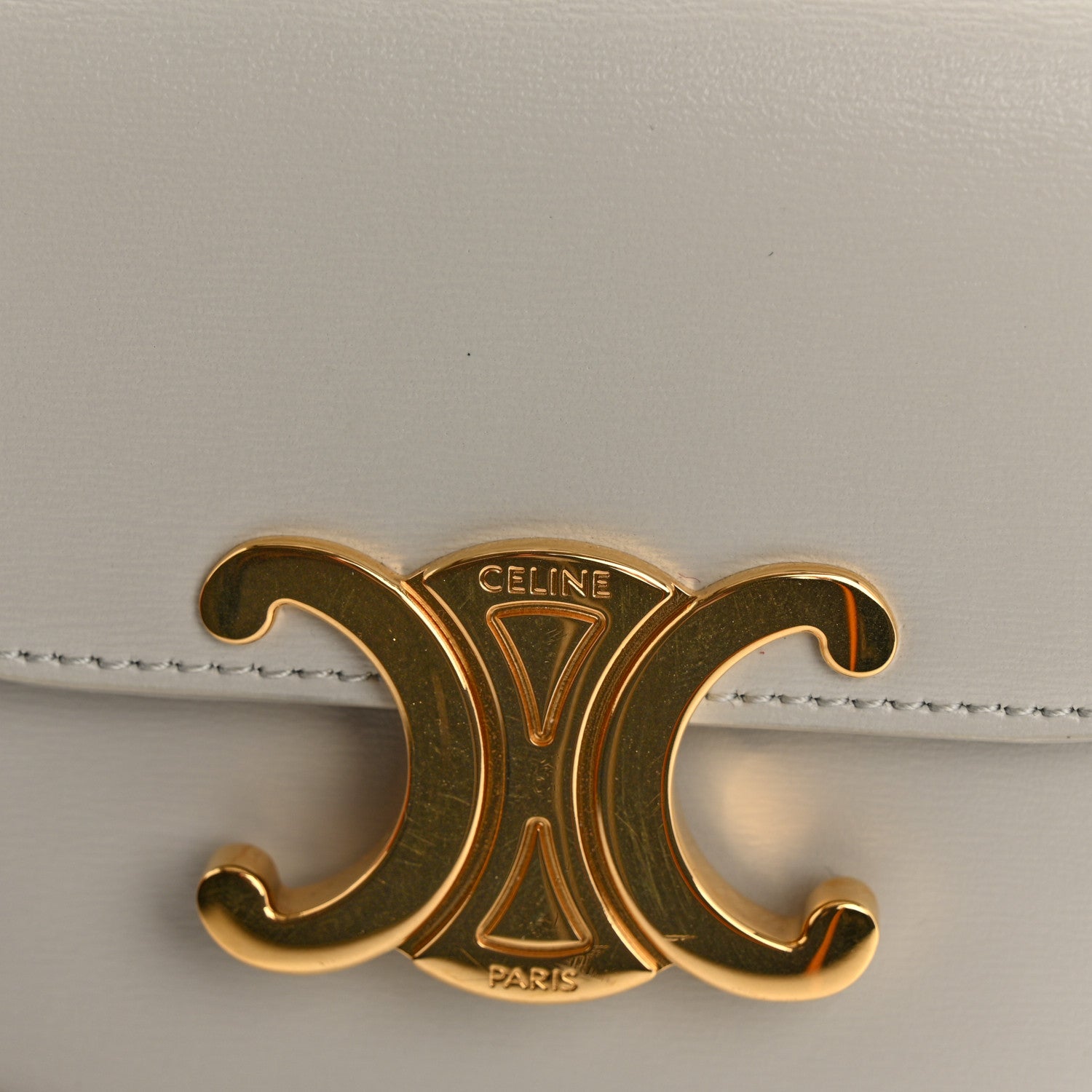 Celine Shiny Calfskin Mini Triomphe Chalk 1721682 – FASHIONPHILE