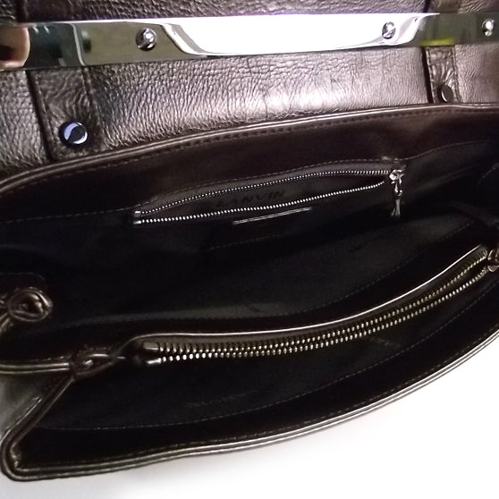 Leather Structured Bag Brown