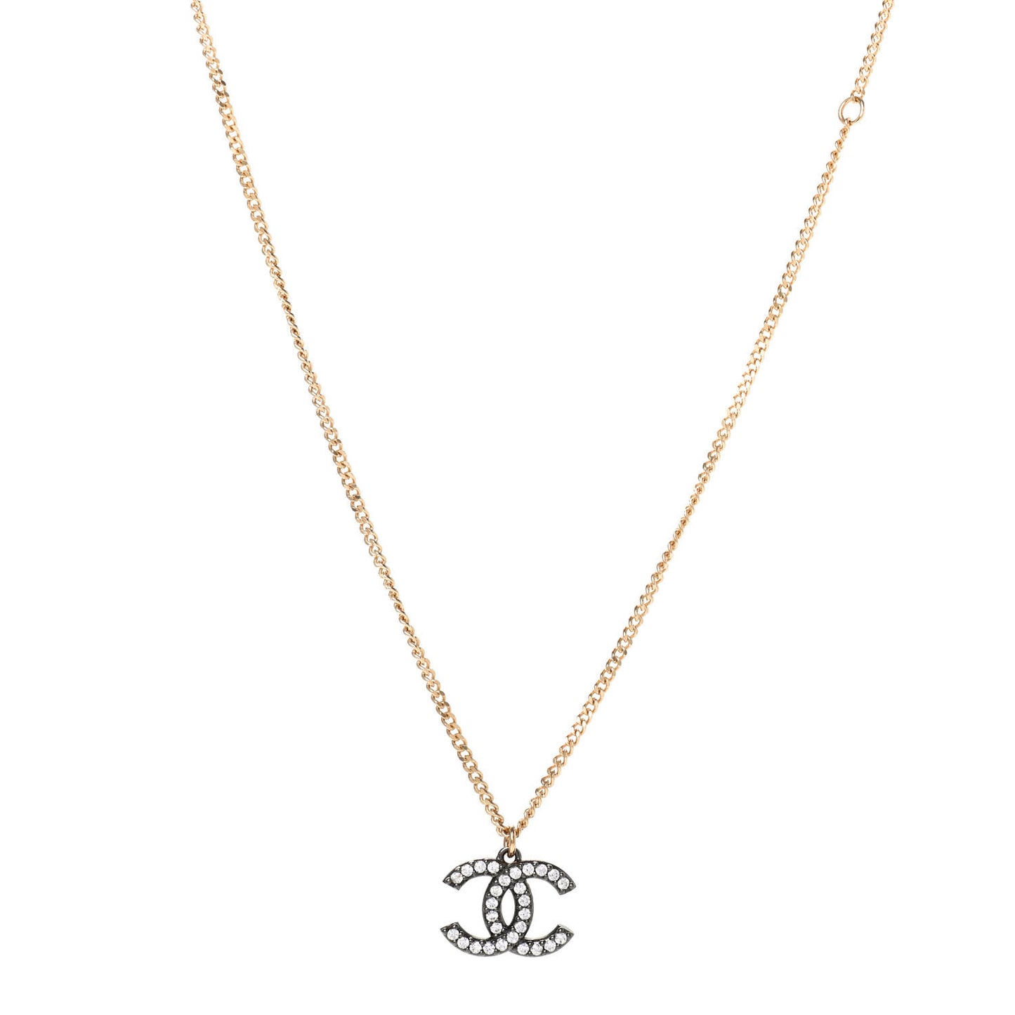 Crystal CC Pendant Necklace Gold