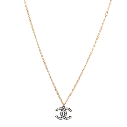 Chanel Crystal CC Pendant Necklace Gold 1 of 4