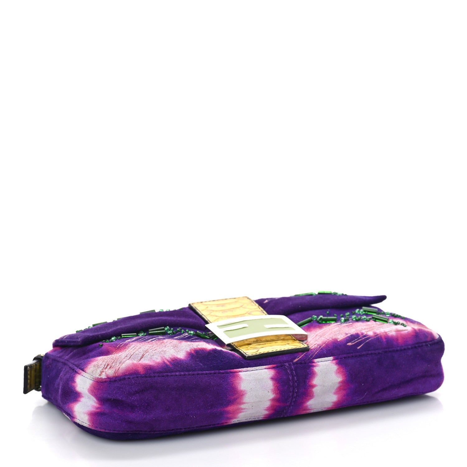 Fendi Satin Snakeskin Beaded Baguette Multicolor 4 of 10