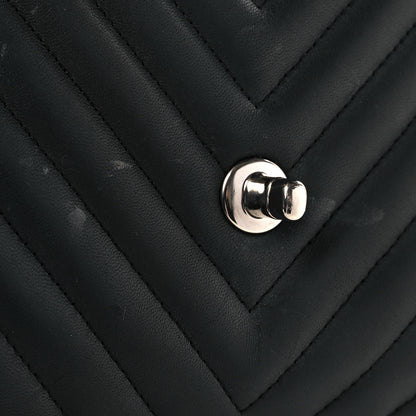 Chanel Lambskin Chevron Quilted Jumbo Double Flap Black 15 of 16