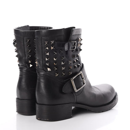 Valentino Garavani Calfskin Rockstud 30mm Biker Boots 38 Black 4 of 22