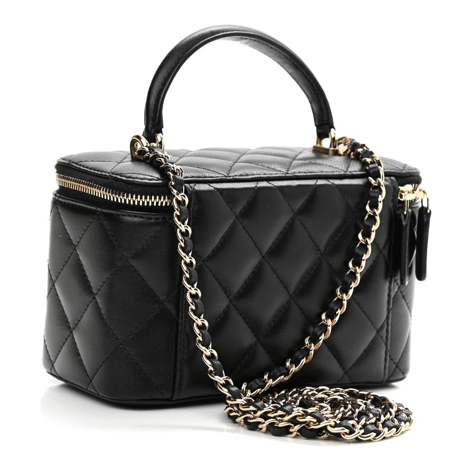 Chanel Lambskin Quilted Small Top Handle Vanity Case With Chain Black 3 of 10