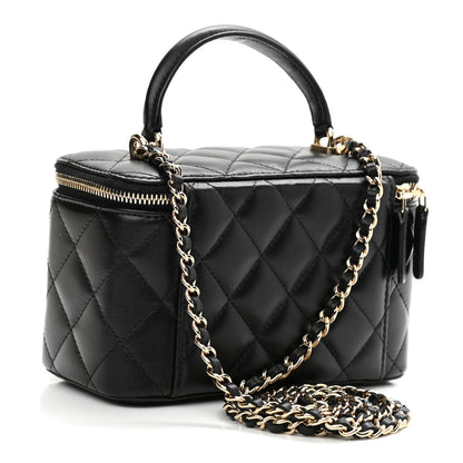 Chanel Lambskin Quilted Small Top Handle Vanity Case With Chain Black 3 of 10