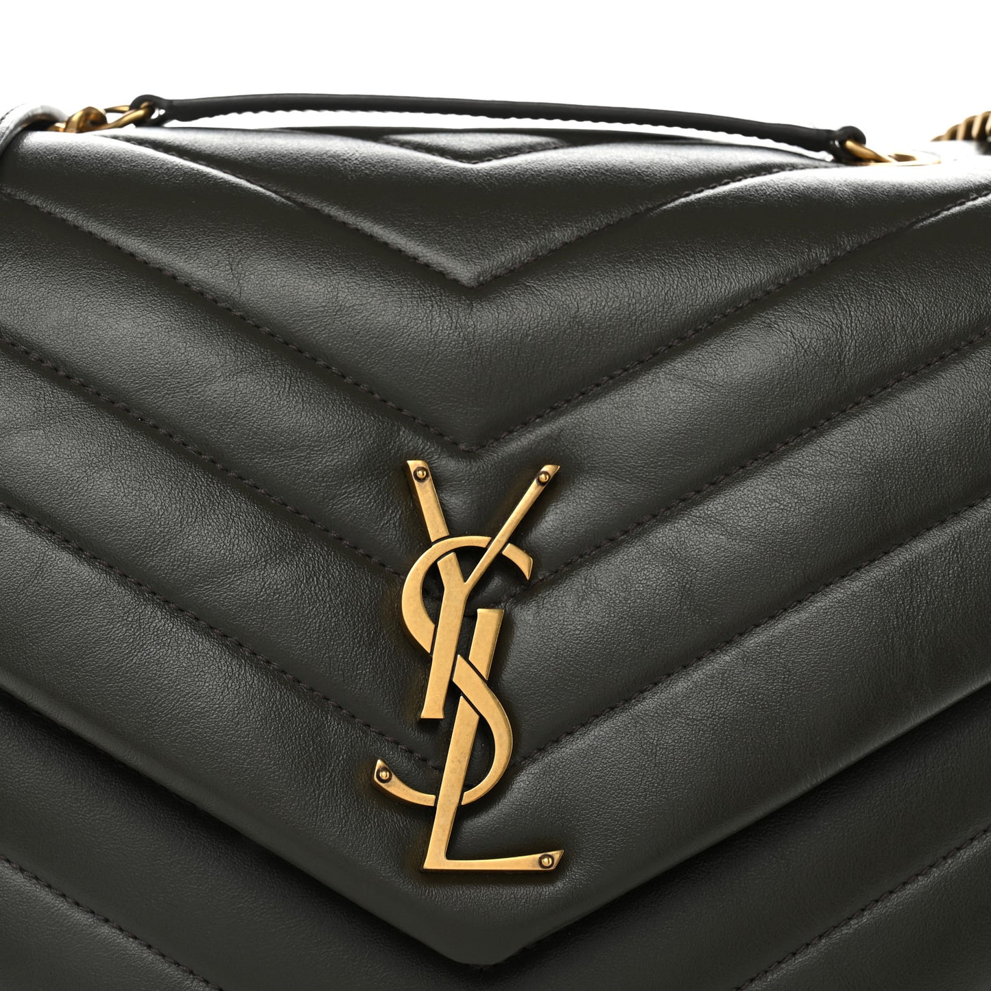 Calfskin Y Quilted Monogram Medium Loulou Chain Satchel Pebble
