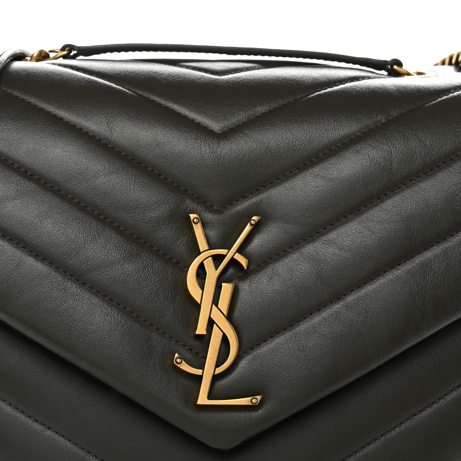 Saint Laurent Calfskin Y Quilted Monogram Medium Loulou Chain Satchel Pebble 9 of 11