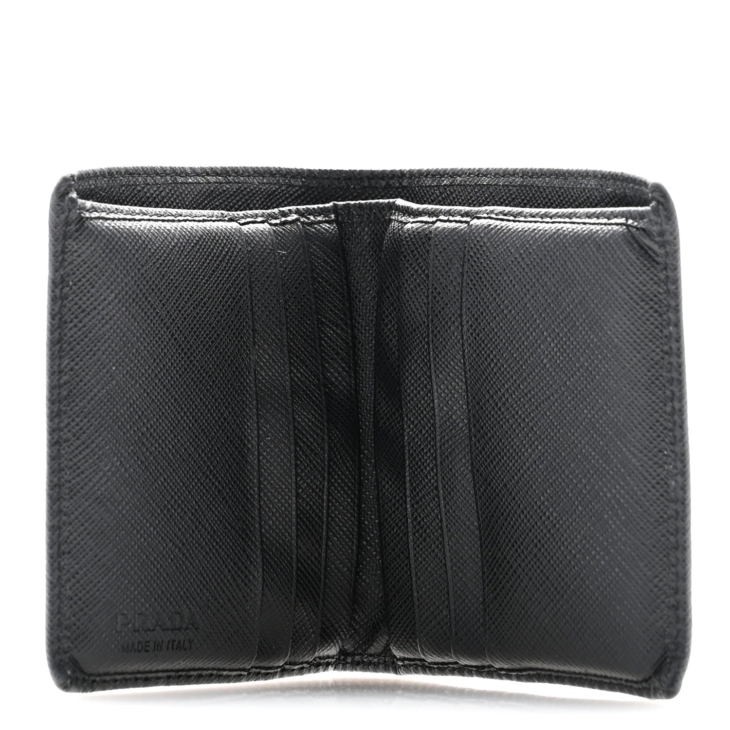 Prada Saffiano Triangle Bi-Fold Wallet Black 5 of 12