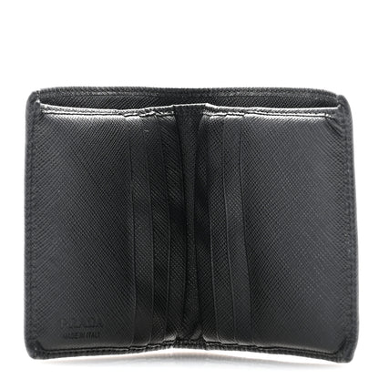 Prada Saffiano Triangle Bi-Fold Wallet Black 5 of 12