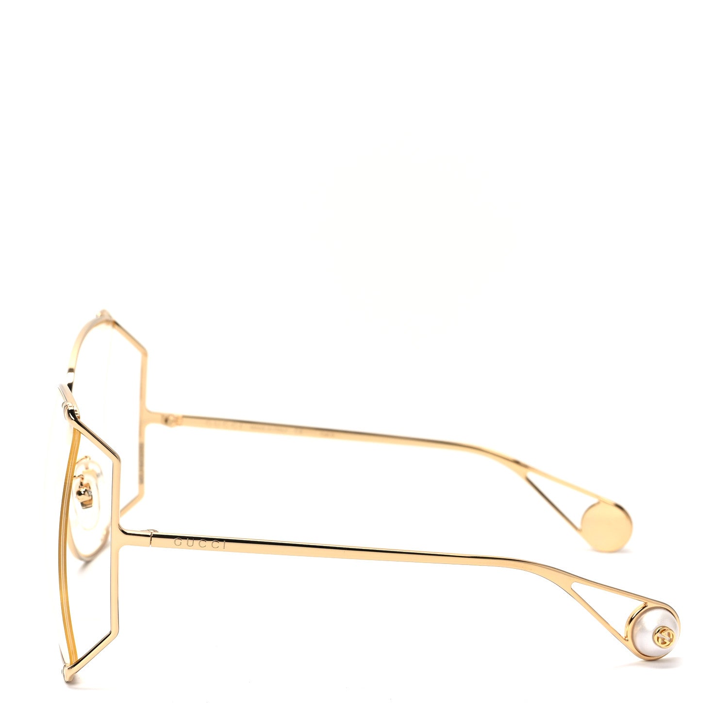 Gucci Metal Oversized Round Sunglasses GG0252S Gold 3 of 6