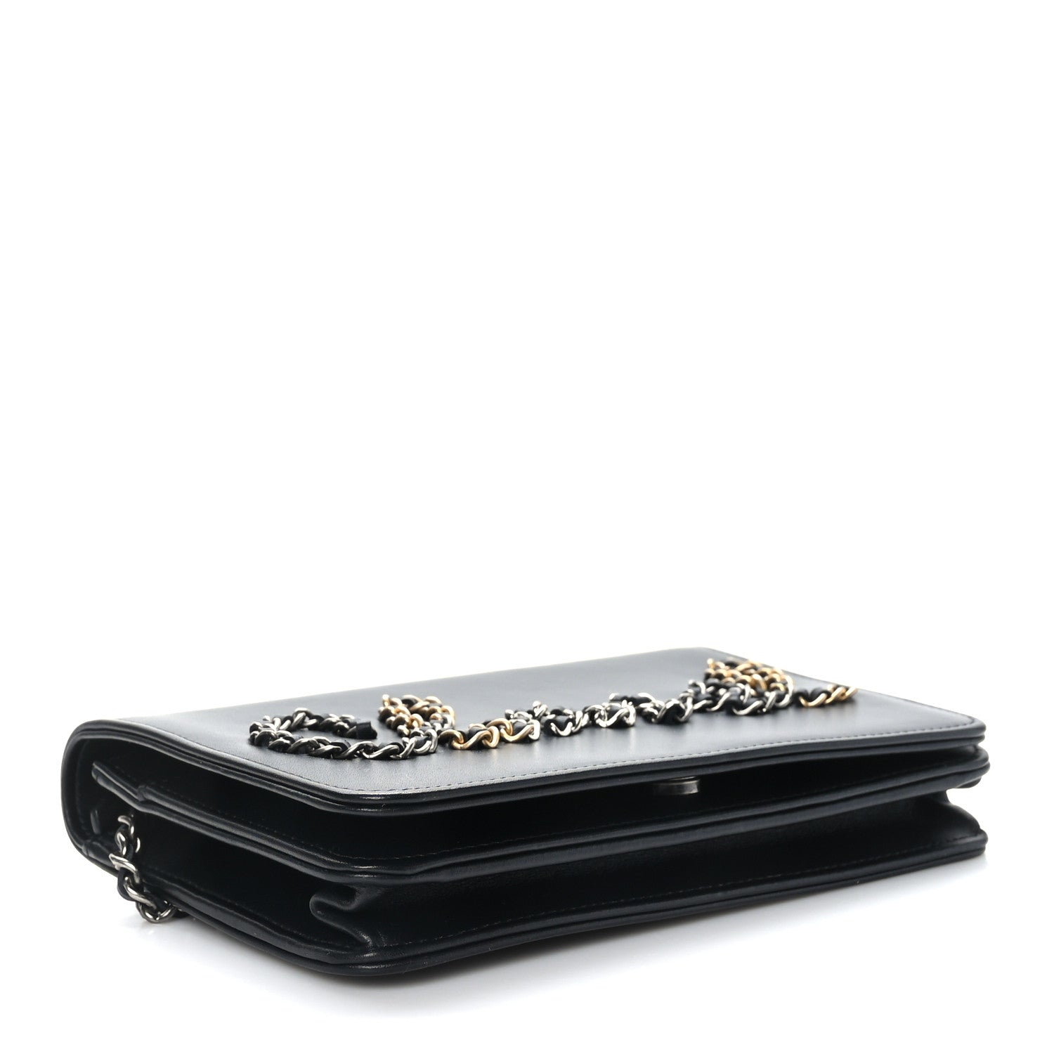 Chanel Calfskin Chain 20s Signe Wallet on Chain WOC Black 4 of 11