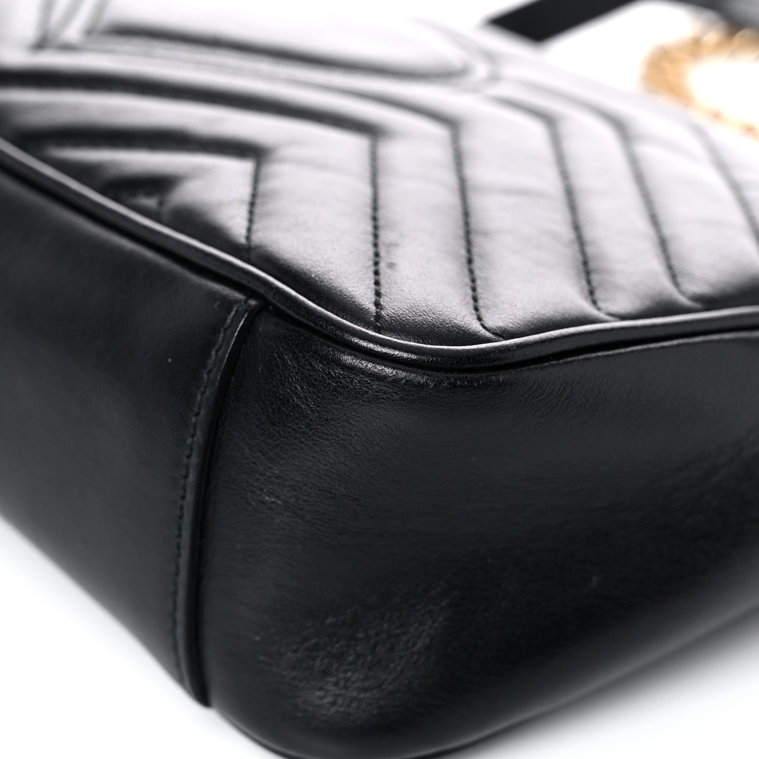 Gucci Calfskin Matelasse Small GG Marmont Shoulder Bag Black 10 of 18