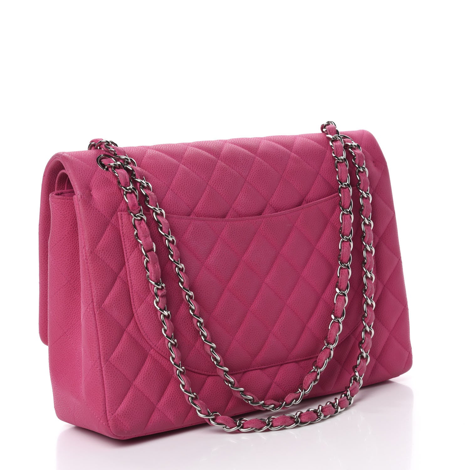 Chanel Iridescent Caviar Quilted Maxi Double Flap Hot Pink 3 of 13